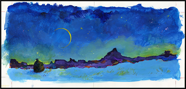 From the Ezra Jack Keats Papers. An original paint/watercolor illustration for pages 24-25 of Clementinas Cactus
